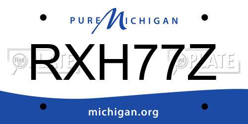 RXH77Z Michigan License Plate