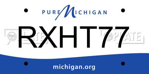 RXHT77 Michigan License Plate