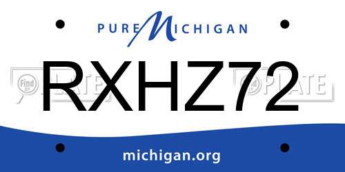 RXHZ72 Michigan License Plate