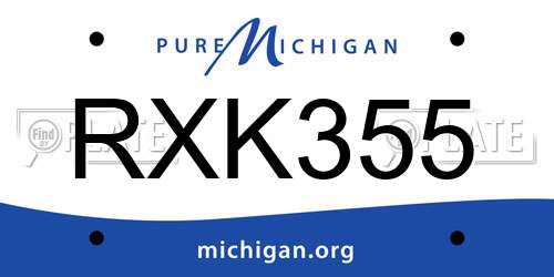 RXK355 Michigan License Plate
