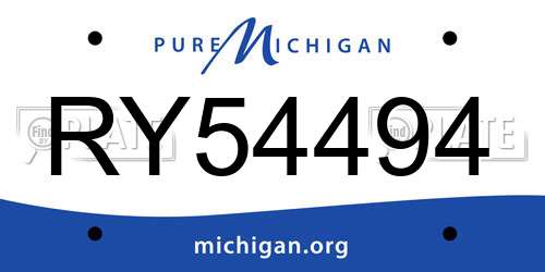 RY54494 Michigan License Plate