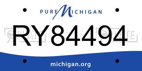 RY84494 Michigan License Plate