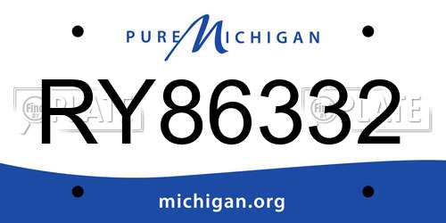 RY86332 Michigan License Plate