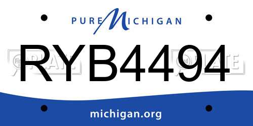 RYB4494 Michigan License Plate
