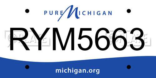RYM5663 Michigan License Plate