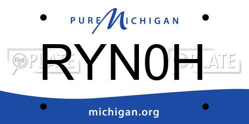 RYN0H Michigan License Plate