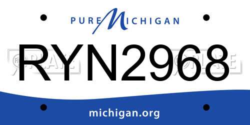 RYN2968 Michigan License Plate
