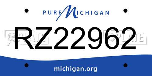 RZ22962 Michigan License Plate