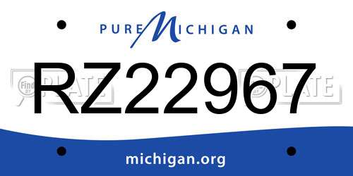 RZ22967 Michigan License Plate