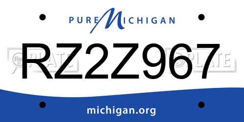 RZ2Z967 Michigan License Plate