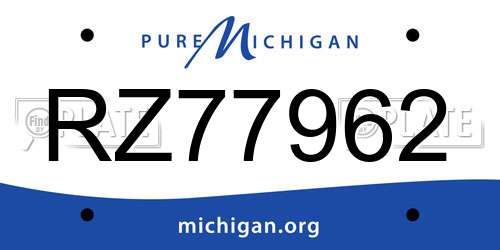 RZ77962 Michigan License Plate