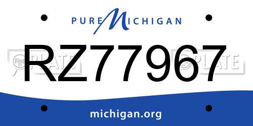 RZ77967 Michigan License Plate