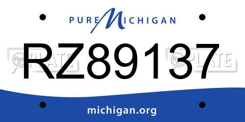 RZ89137 Michigan License Plate