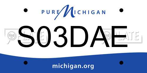 S03DAE Michigan License Plate