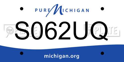 S062UQ Michigan License Plate