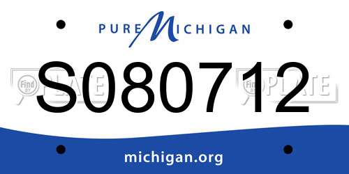 S080712 Michigan License Plate