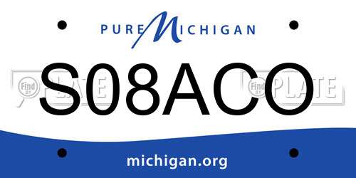 S08ACO Michigan License Plate