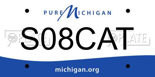 S08CAT Michigan License Plate