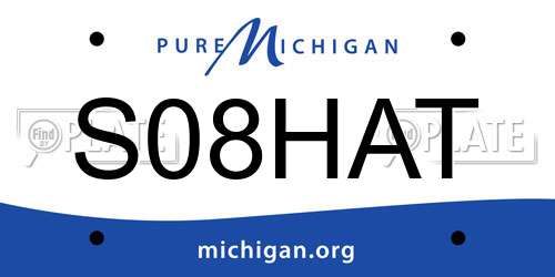S08HAT Michigan License Plate