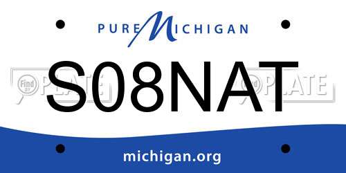 S08NAT Michigan License Plate