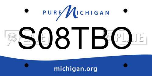 S08TBO Michigan License Plate