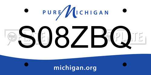 S08ZBQ Michigan License Plate