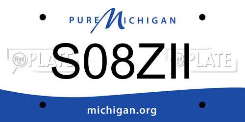 S08ZII Michigan License Plate