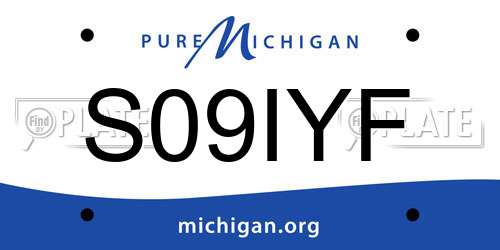 S09IYF Michigan License Plate