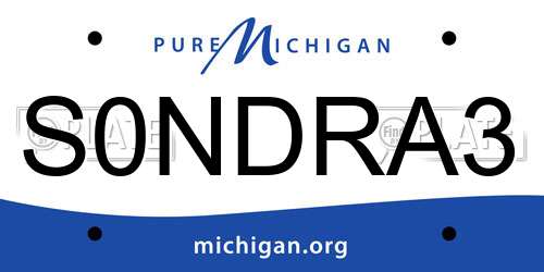 S0NDRA3 Michigan License Plate