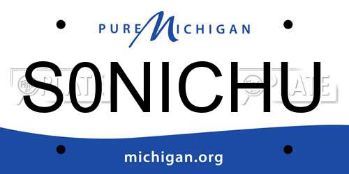 S0NICHU Michigan License Plate