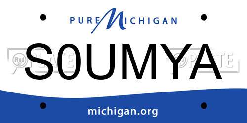 S0UMYA Michigan License Plate