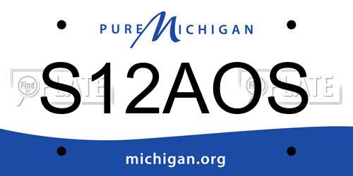 S12AOS Michigan License Plate