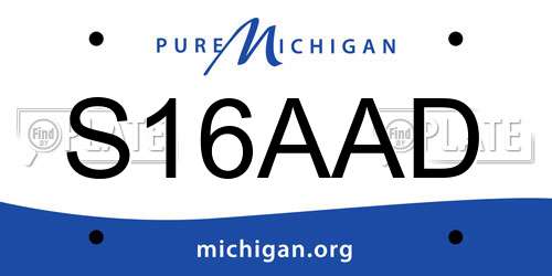 S16AAD Michigan License Plate
