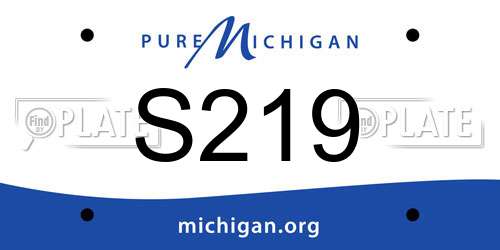 S219 Michigan License Plate