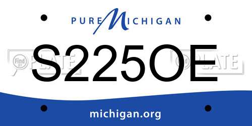 S225OE Michigan License Plate
