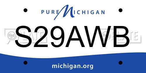 S29AWB Michigan License Plate