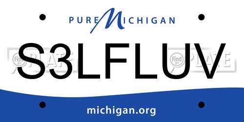 S3LFLUV Michigan License Plate