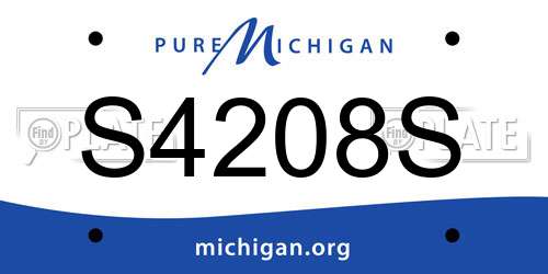 S4208S Michigan License Plate