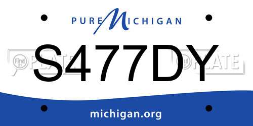 S477DY Michigan License Plate
