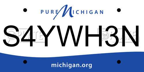 S4YWH3N Michigan License Plate