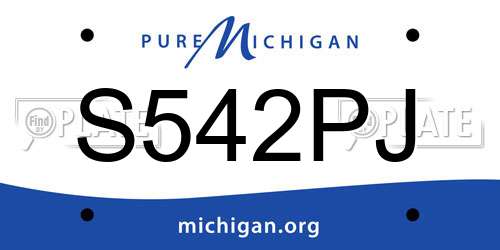 S542PJ Michigan License Plate