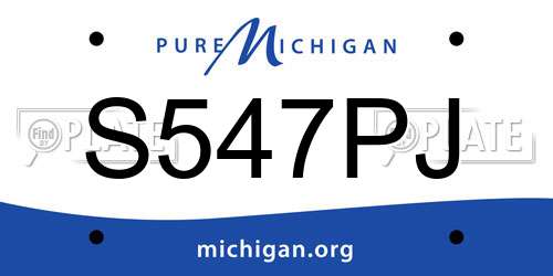 S547PJ Michigan License Plate