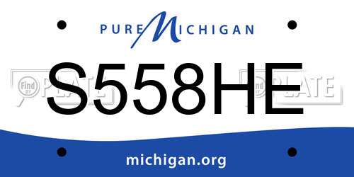 S558HE Michigan License Plate