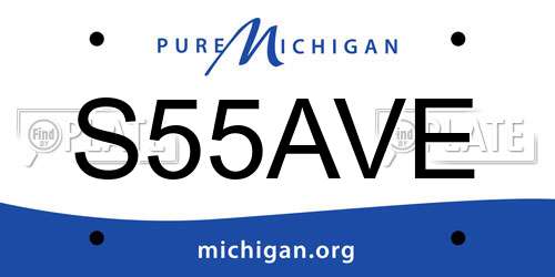 S55AVE Michigan License Plate