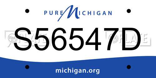 S56547D Michigan License Plate