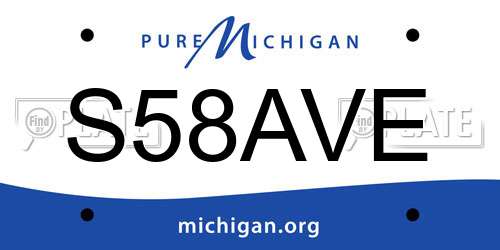 S58AVE Michigan License Plate