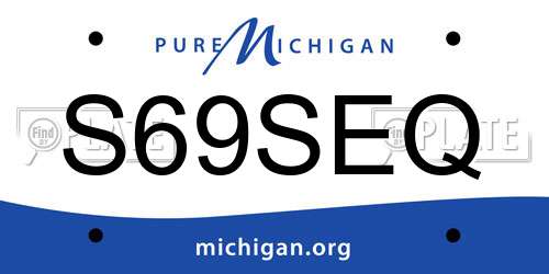 S69SEQ Michigan License Plate