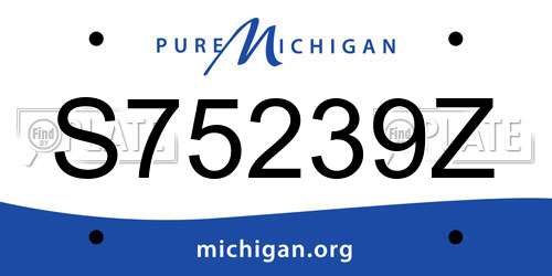 S75239Z Michigan License Plate
