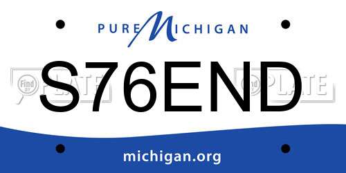 S76END Michigan License Plate