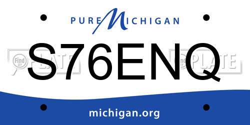 S76ENQ Michigan License Plate